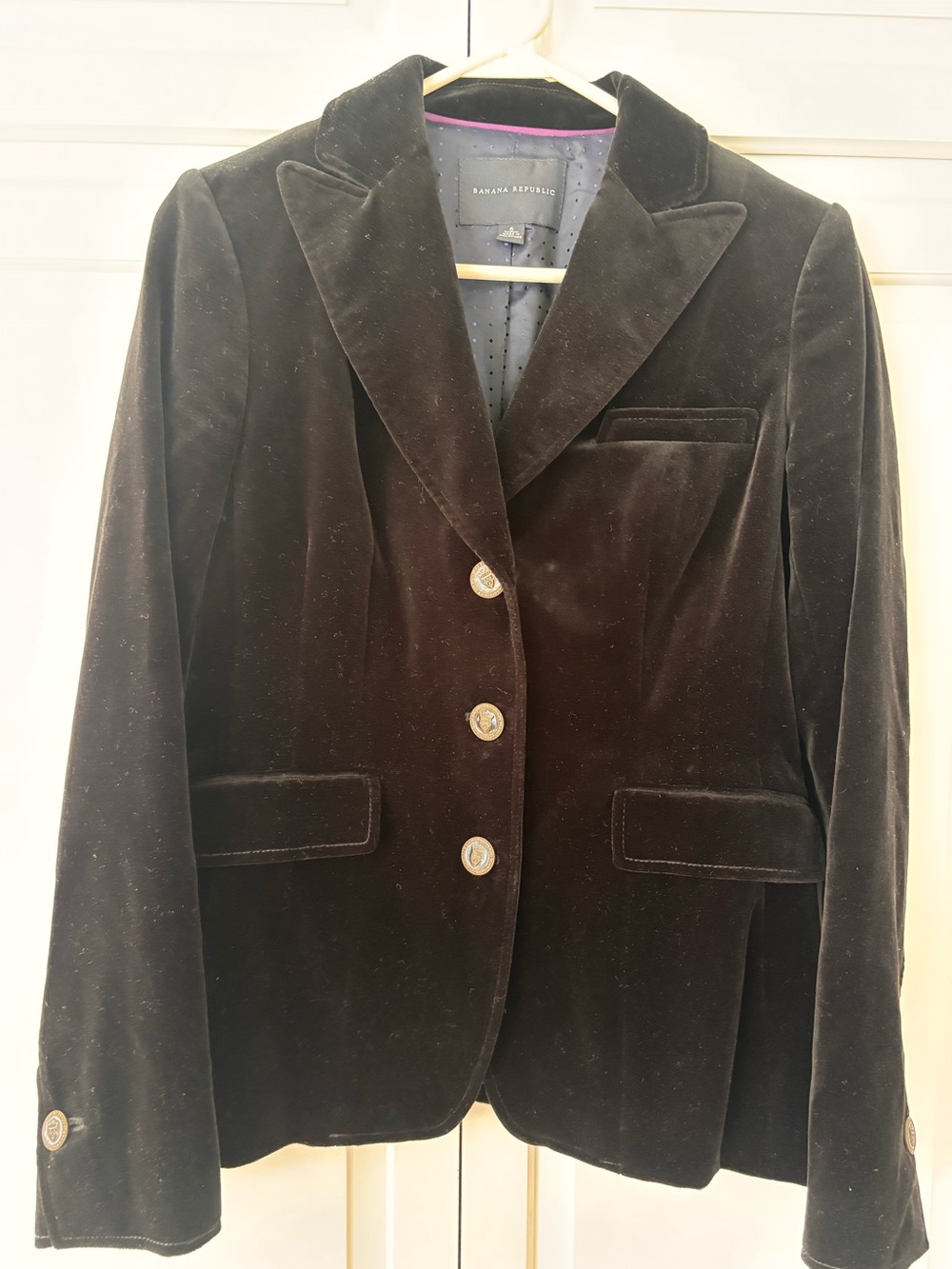 Banana Republic Dark Navy Blue Velvet Blazer Jacket Size 6